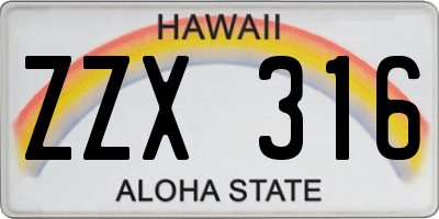 HI license plate ZZX316