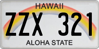 HI license plate ZZX321