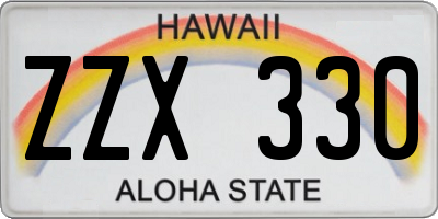 HI license plate ZZX330