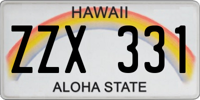 HI license plate ZZX331