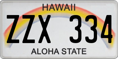 HI license plate ZZX334