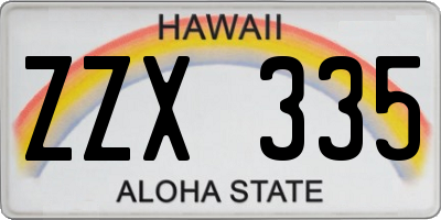 HI license plate ZZX335