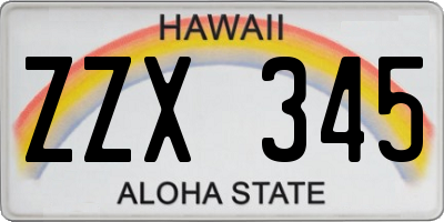 HI license plate ZZX345