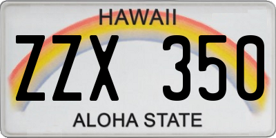 HI license plate ZZX350