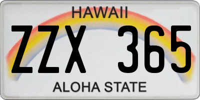 HI license plate ZZX365