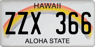 HI license plate ZZX366