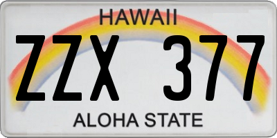 HI license plate ZZX377