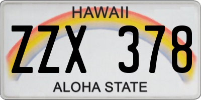 HI license plate ZZX378