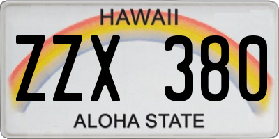 HI license plate ZZX380