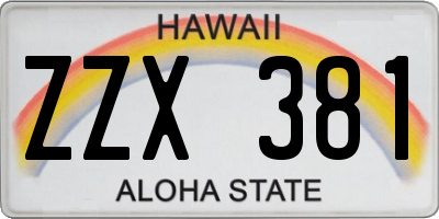 HI license plate ZZX381