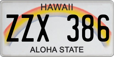 HI license plate ZZX386