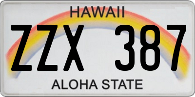 HI license plate ZZX387