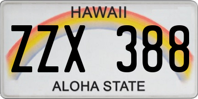 HI license plate ZZX388