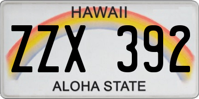 HI license plate ZZX392