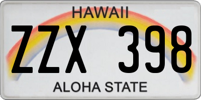 HI license plate ZZX398