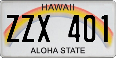 HI license plate ZZX401