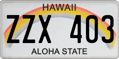 HI license plate ZZX403