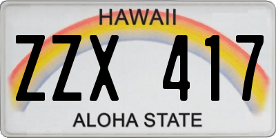 HI license plate ZZX417