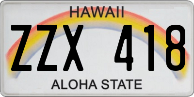 HI license plate ZZX418