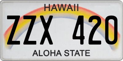 HI license plate ZZX420