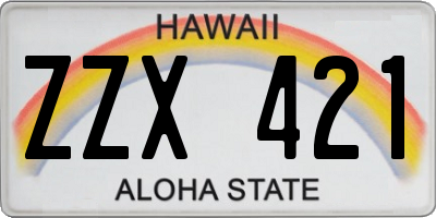HI license plate ZZX421