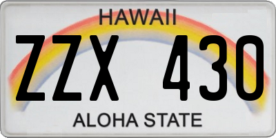 HI license plate ZZX430