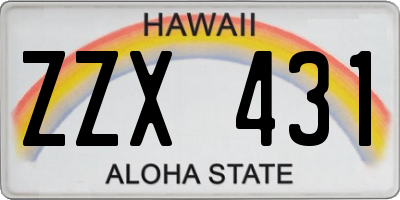 HI license plate ZZX431