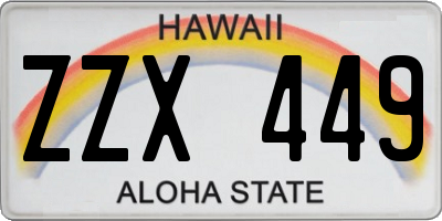 HI license plate ZZX449