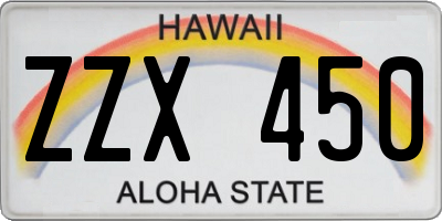 HI license plate ZZX450