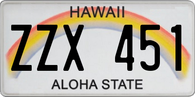 HI license plate ZZX451