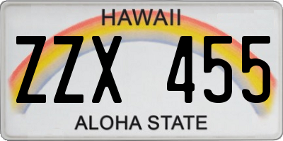 HI license plate ZZX455