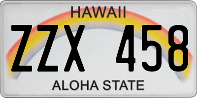 HI license plate ZZX458