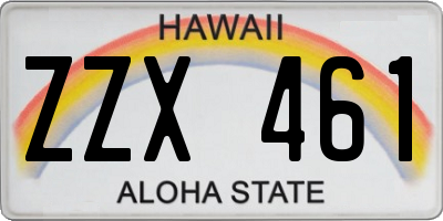 HI license plate ZZX461