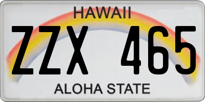 HI license plate ZZX465