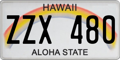 HI license plate ZZX480