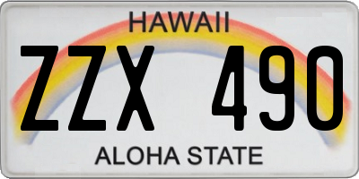 HI license plate ZZX490