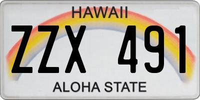 HI license plate ZZX491