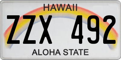 HI license plate ZZX492