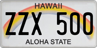 HI license plate ZZX500