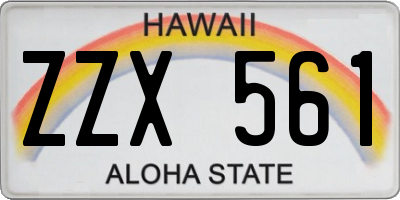 HI license plate ZZX561