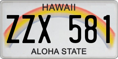 HI license plate ZZX581