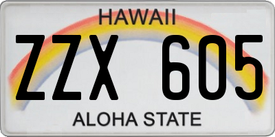 HI license plate ZZX605
