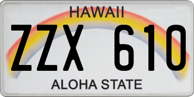 HI license plate ZZX610