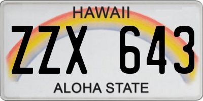 HI license plate ZZX643