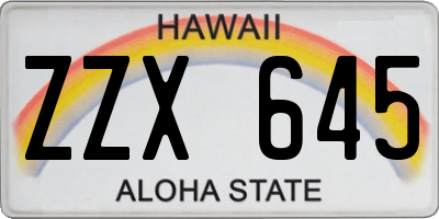 HI license plate ZZX645