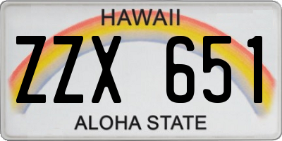 HI license plate ZZX651