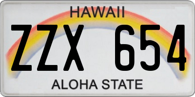HI license plate ZZX654