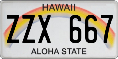 HI license plate ZZX667
