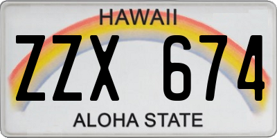 HI license plate ZZX674