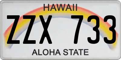 HI license plate ZZX733